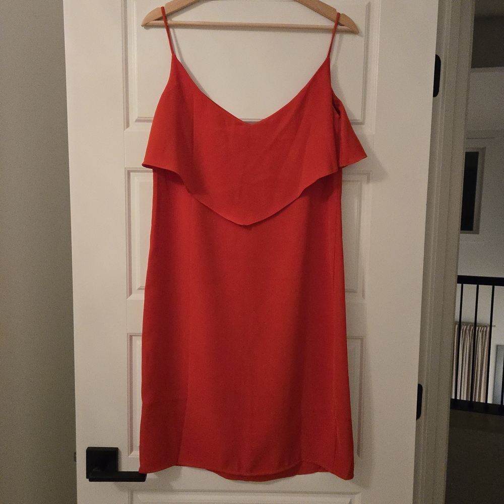 Lavand Red Ruffle Overlay Slip Dress Women’s Small